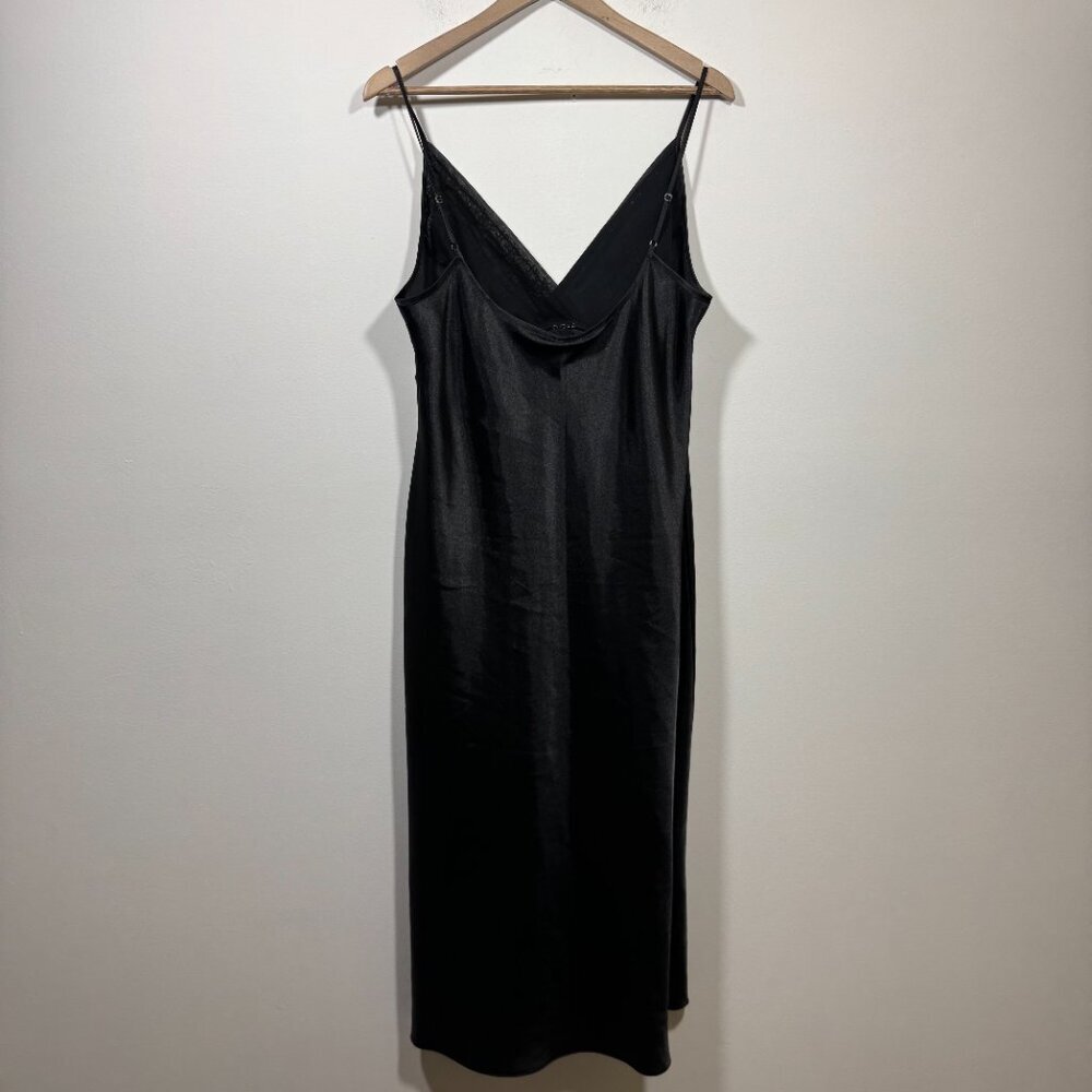 Delicates Black Lace Trim Slip Dress Night Gown Women's Size Large - Picture 4 of 5